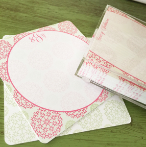 note paper with acrylic holder and matching square note cards
