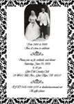 Damask Border (Black) Photo Anniversary Invitation