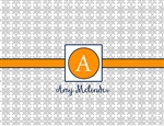 Gray Orange Monogram Note Card