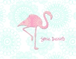 Pink Flamingo with Whimsical Flowers Note Card