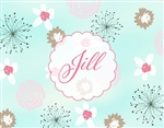 Bountiful Blooms (Aqua) Personalized Note Card